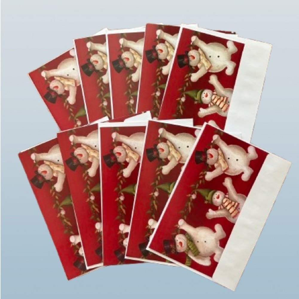 New 10 of Holiday Cards “3 Happy Snowman” with envelopes.